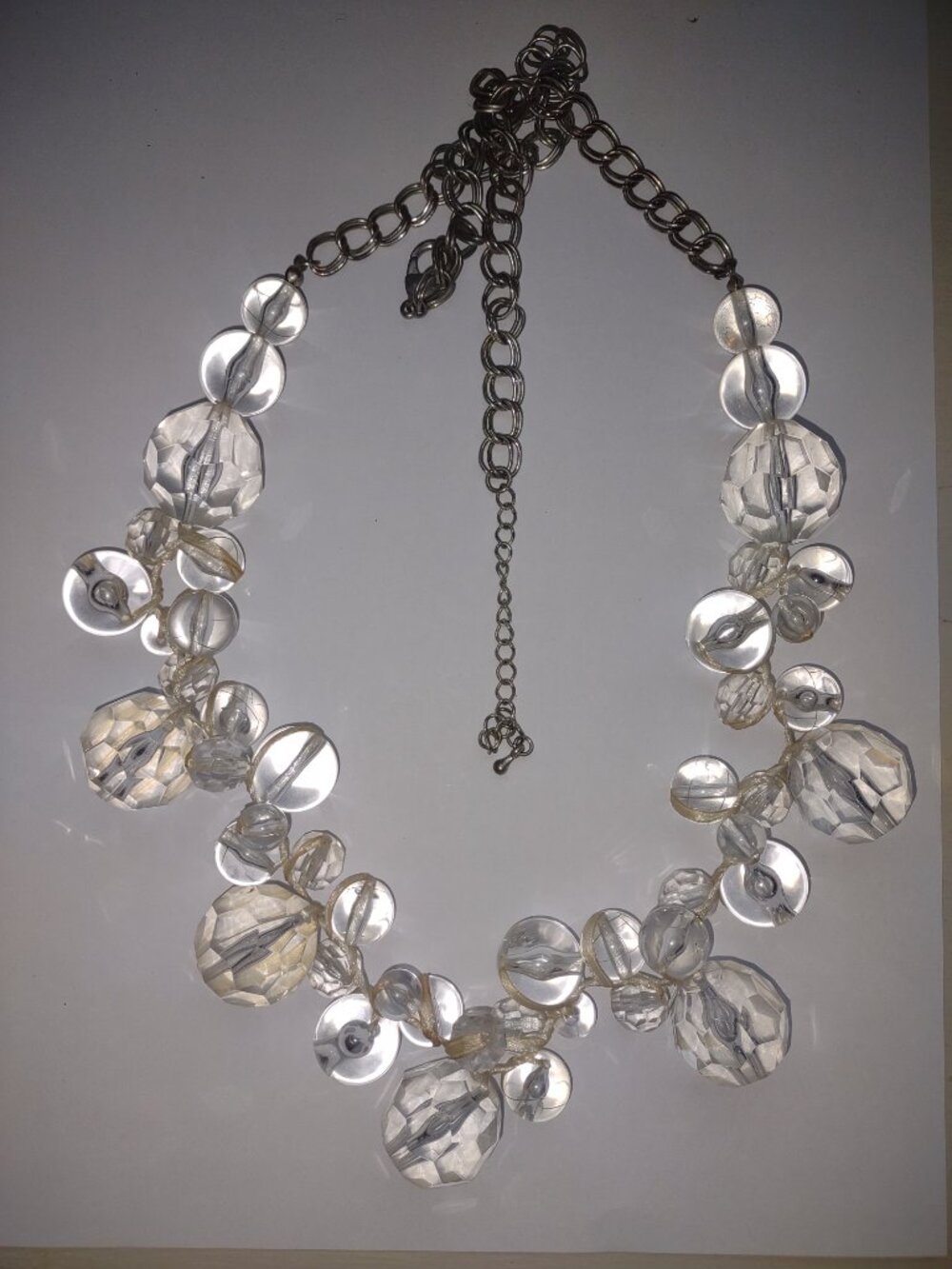 Vintage Clear Crystal Beaded Statement Necklace 15” Bridal Glam